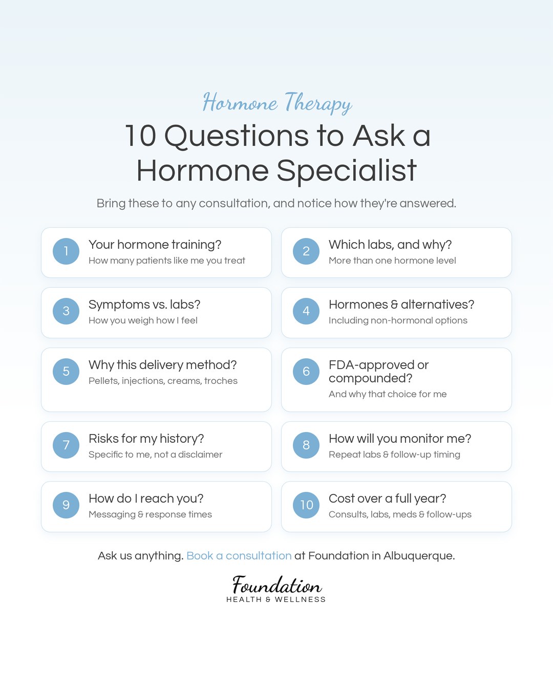 Ten questions to ask a hormone specialist in Albuquerque before starting hormone therapy